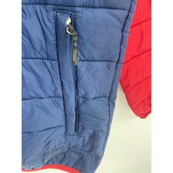 Swisstech Men 34-36 Blue Red Puffer Jacket Zip Packable Lightweight Coat FLAW - Picture 2 of 9